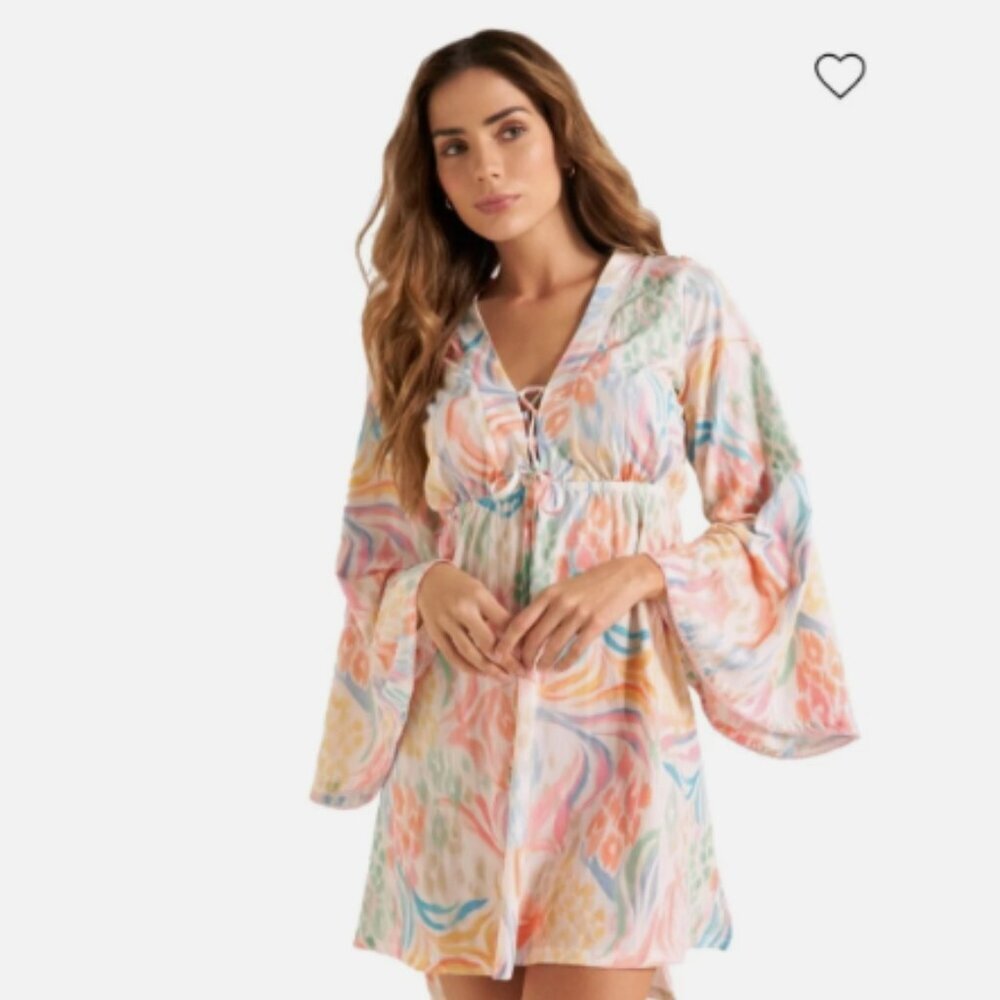 NWT Cosita Linda Sweet Sunset Tunic Dress Cover Up Medium Luxury Resortwear - Picture 2 of 6